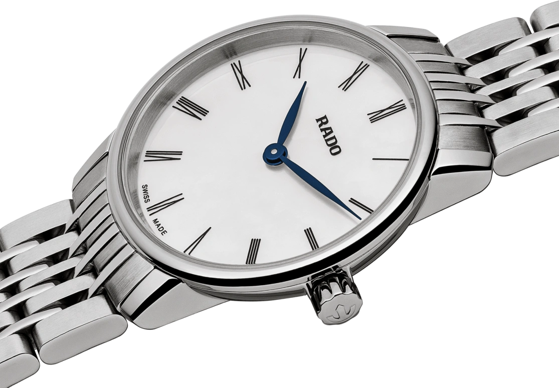 Rado,Coupole 27mm,27mm,Stainless Steel,White,Quartz,In-house Caliber,Sapphire,Crystal Glass,R22897943