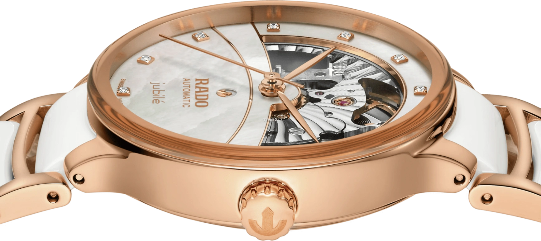 Rado,Centrix 35mm,35mm,Stainless Steel,White,Automatic,Anti-magnetic,In-house Caliber,R30029922