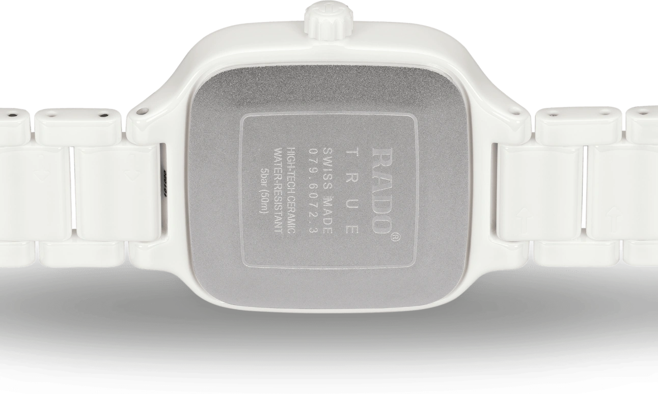 Rado,True Square 29mm,29mm,Ceramic,White,Quartz,In-house Caliber,Sapphire,Crystal Glass,R27072902