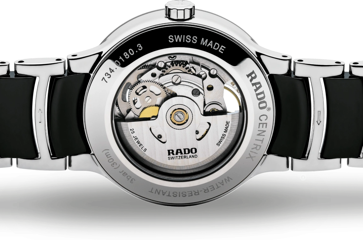 Rado,Centrix 38mm,38mm,Stainless Steel,Black,Skeleton,Automatic,80hours,In-house Caliber,R30178152