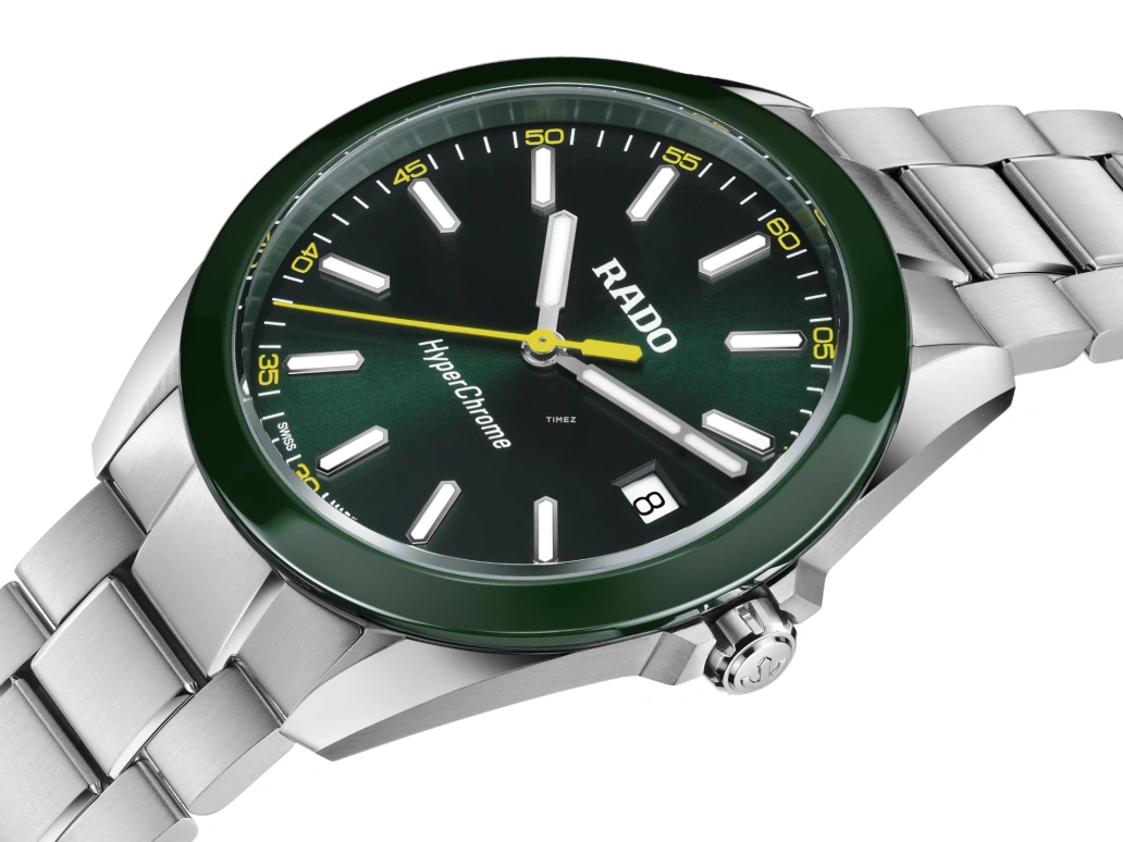 Rado,HyperChrome 41.50mm,41.50mm,Stainless Steel,Ceramic,Dark Green,Quartz,Day,In-house Caliber,R32280313