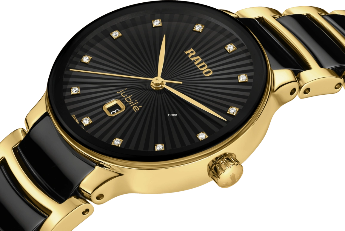 Rado,Centrix 30.50mm,30.50mm,Stainless Steel,Ceramic,Black,Quartz,Day,In-house Caliber,R30025742