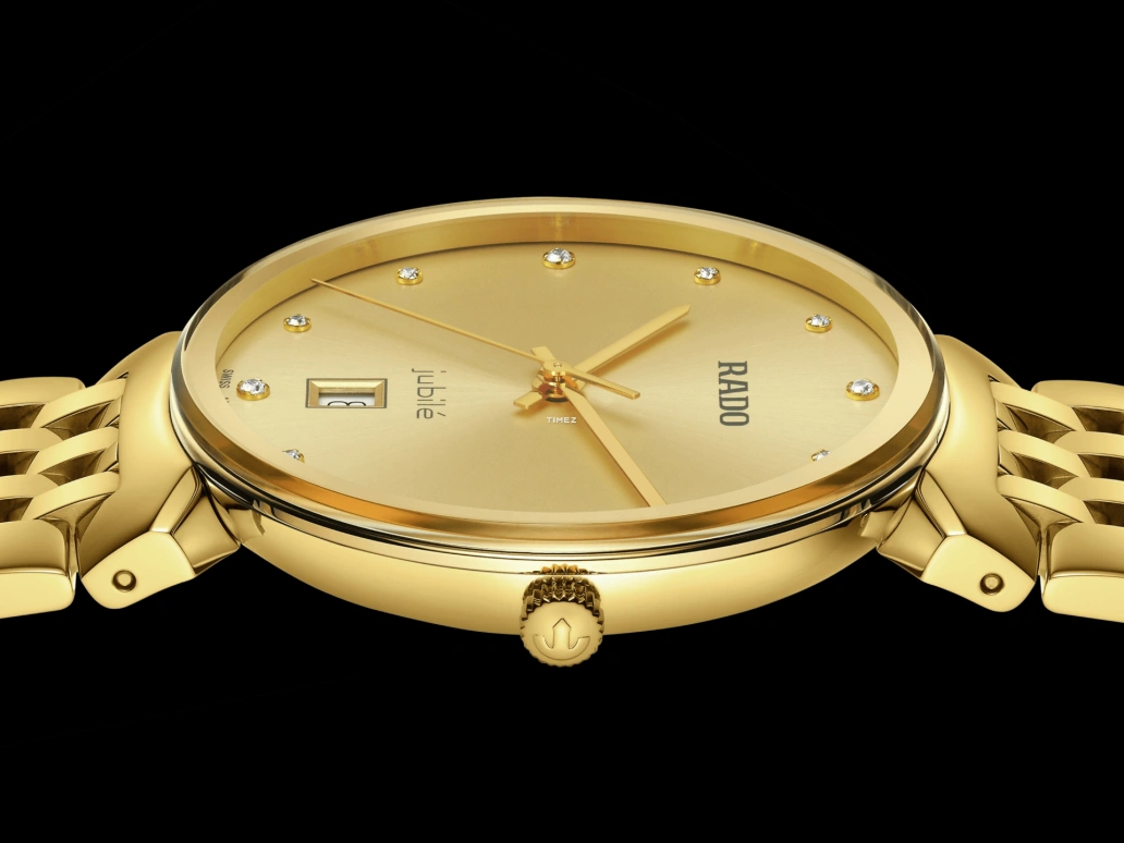 Rado,Florence 38mm,38mm,Stainless Steel,Gold,Quartz,Day,In-house Caliber,R48914713