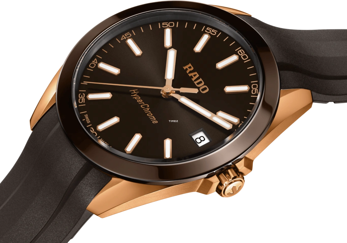 Rado,HyperChrome 41.50mm,41.50mm,Stainless Steel,Ceramic,Brown,Quartz,Day,In-house Caliber,R32281309