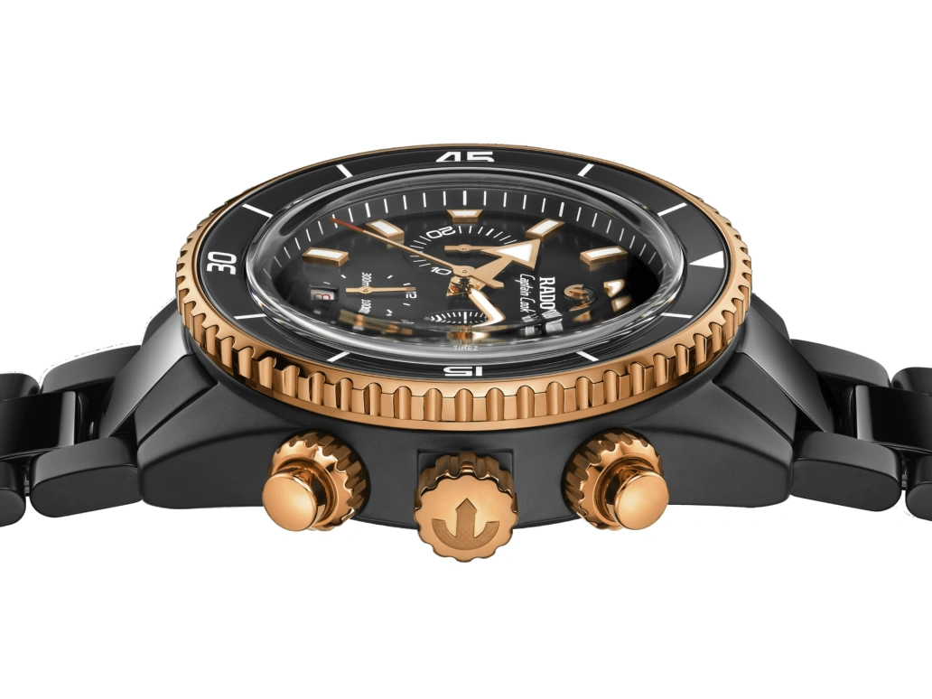 Rado,Captain Cook 43mm,43mm,Stainless Steel,Ceramic,Black,Automatic,Chronograph,Day,Anti-magnetic,R32190153