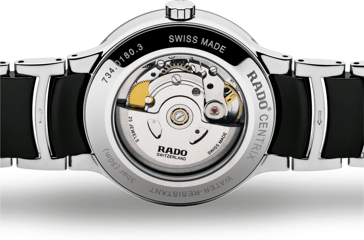 Rado,Centrix 38mm,38mm,Stainless Steel,Ceramic,Black,Automatic,Day,In-house Caliber,R30941752