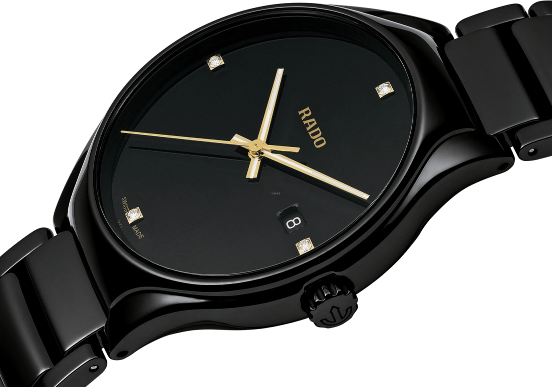 Rado,True Round 40mm,40mm,Ceramic,Black,Quartz,Day,In-house Caliber,R27238712
