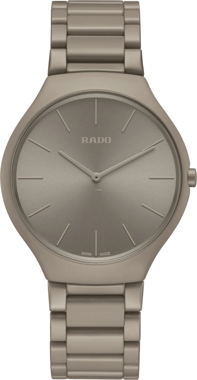 Rado,True Thinline 39mm,39mm,Ceramic,Brown,Quartz,In-house Caliber,Sapphire,Crystal Glass,R27098682