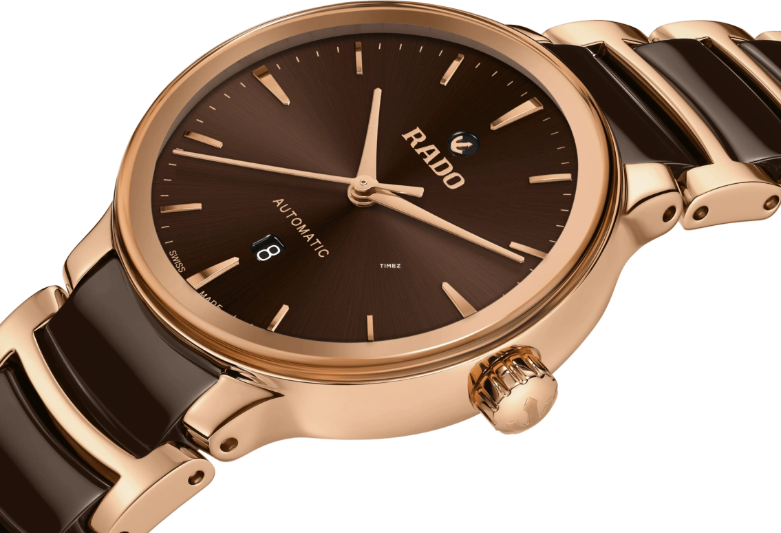 Rado,Centrix 30.50mm,30.50mm,Stainless Steel,Brown,Automatic,Day,Sapphire,Crystal Glass,R30019302