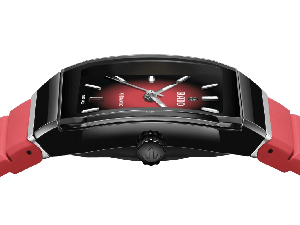 Rado,Anatom 32.50mm,32.50mm,Stainless Steel,Ceramic,Dual,Black,Red,Automatic,Day,72hours,R10201409