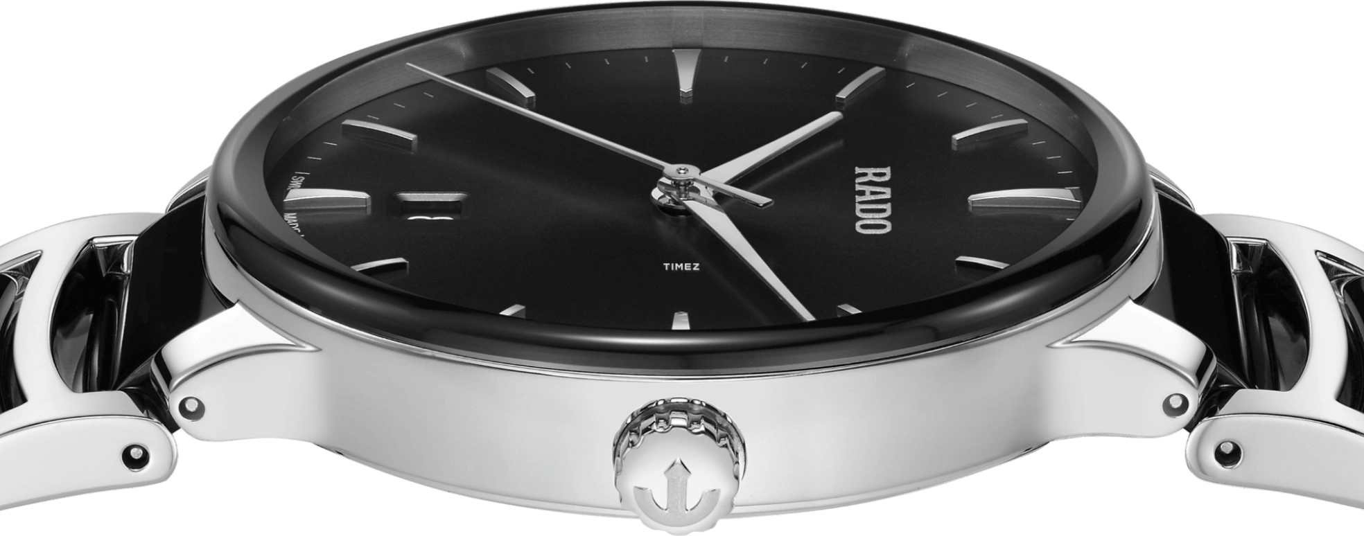 Rado,Centrix 39.50mm,39.50mm,Stainless Steel,Black,Quartz,Day,Sapphire,Crystal Glass,R30021152