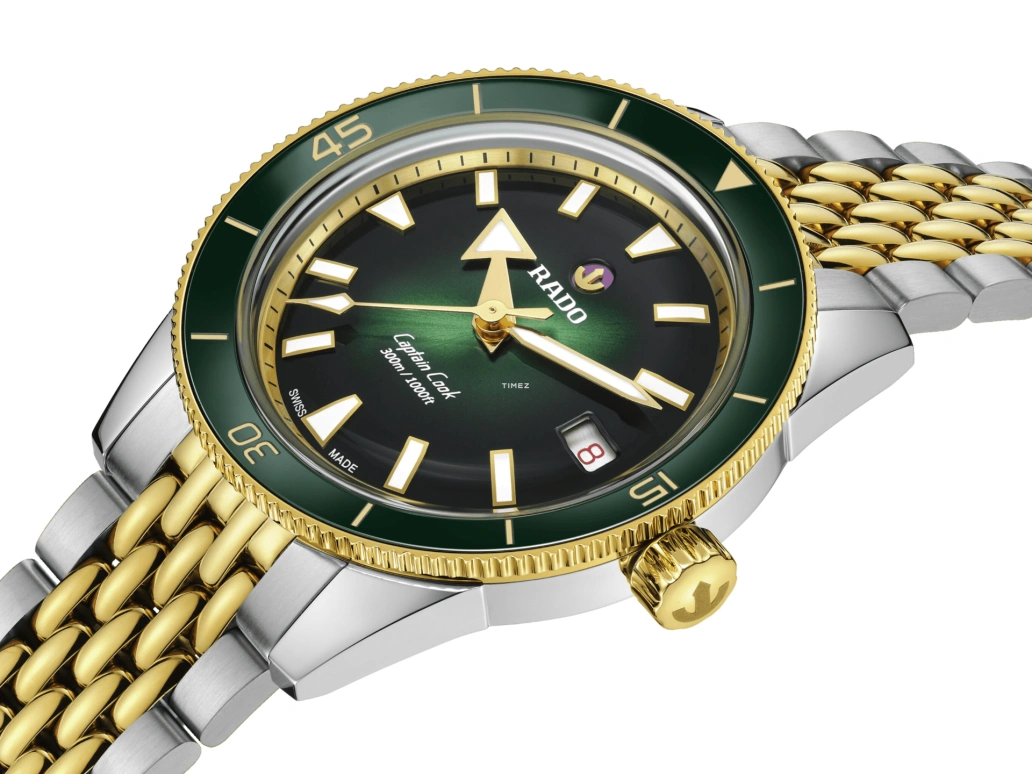 Rado,Captain Cook 39mm,39mm,Stainless Steel,Ceramic,Green,Automatic,Day,Anti-magnetic,R32225313