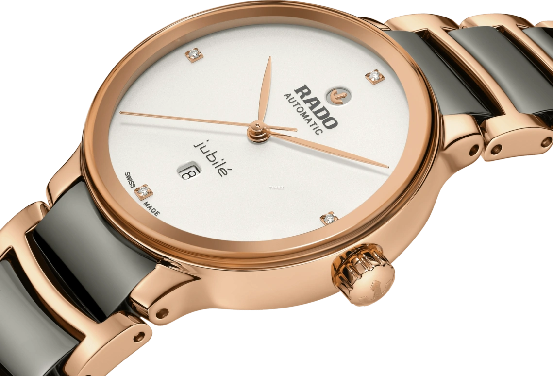 Rado,Centrix 30.50mm,30.50mm,Stainless Steel,White,Silver,Automatic,Day,Sapphire,Crystal Glass,R30019722