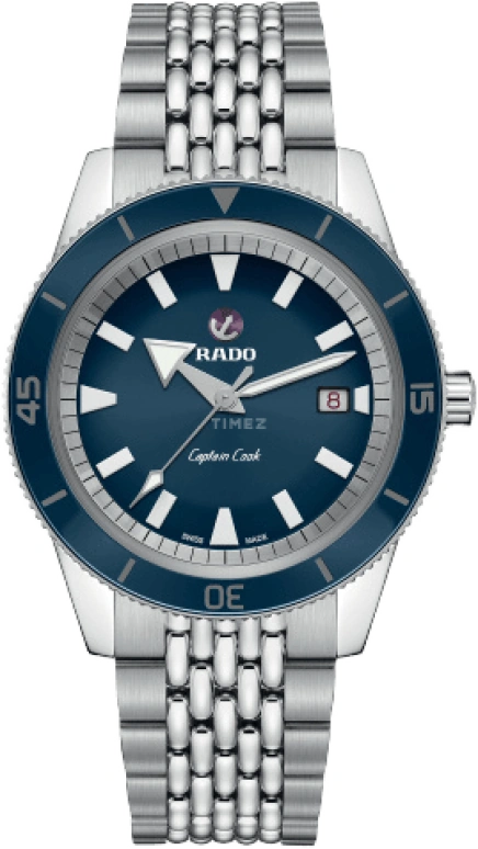 Rado,Captain Cook 42mm,42mm,Ceramic,Stainless Steel,Blue,Automatic,Date,Anti-magnetic,R32505203