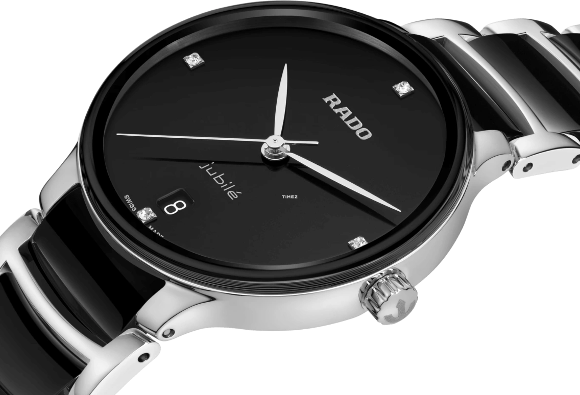 Rado,Centrix 35mm,35mm,Stainless Steel,Black,Quartz,Day,In-house Caliber,R30040712