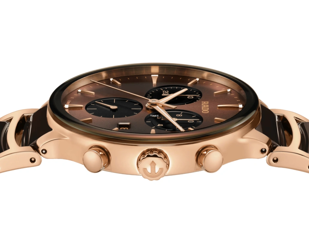 Rado,Centrix 41mm,41mm,Stainless Steel,Brown,Quartz,Chronograph,Day,Anti-magnetic,R30212302