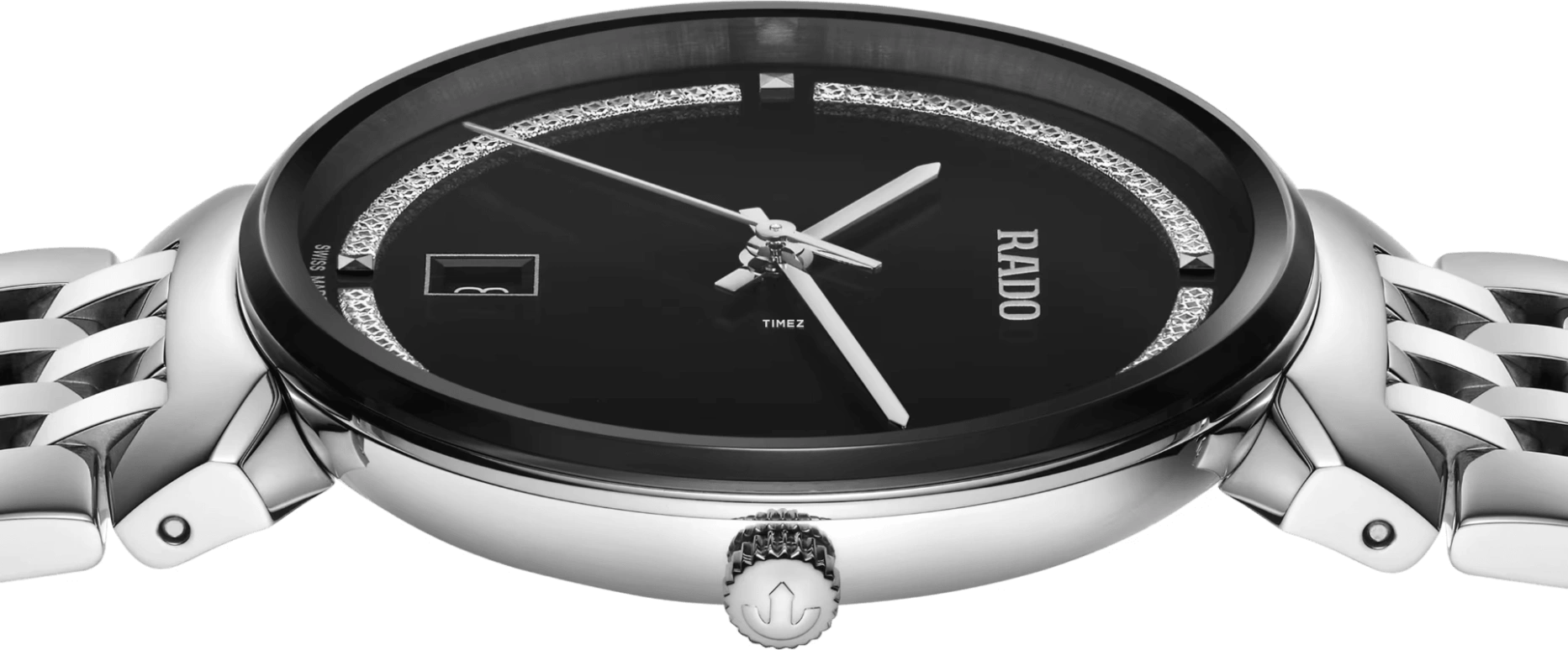 Rado,Florence 38mm,38mm,Stainless Steel,Black,Quartz,Day,In-house Caliber,R48912163