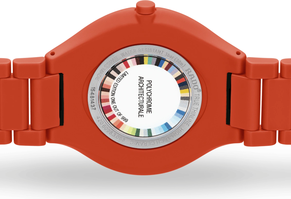 Rado,True Thinline 39mm,39mm,Ceramic,Orange Red,Quartz,In-house Caliber,Sapphire,Crystal Glass,R27095652