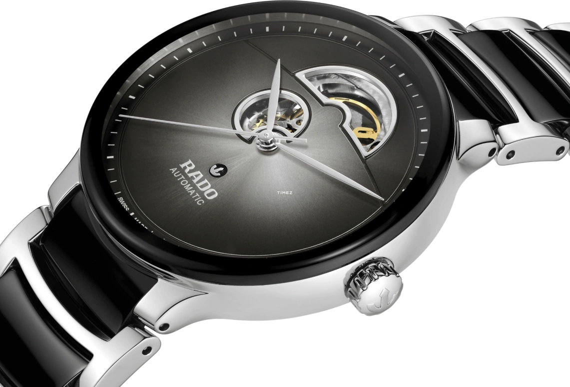 Rado,Centrix 39.50mm,39.50mm,Stainless Steel,Grey,Black,Automatic,In-house Caliber,Sapphire,Crystal Glass,R30012152