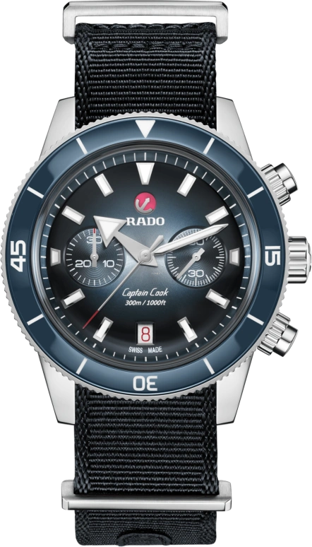 Rado,Captain Cook 43mm,43mm,Stainless Steel,Blue,Automatic,Chronograph,Day,R32145208