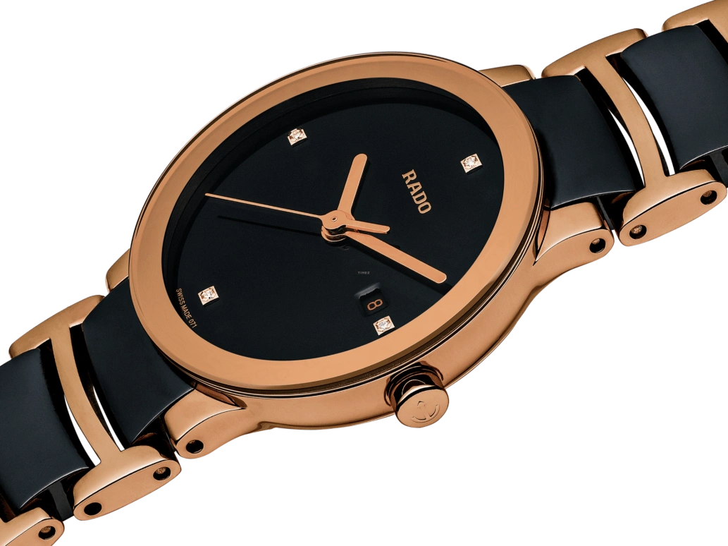 Rado,Centrix 28mm,28mm,Stainless Steel,Black,Quartz,Day,In-house Caliber,R30555712