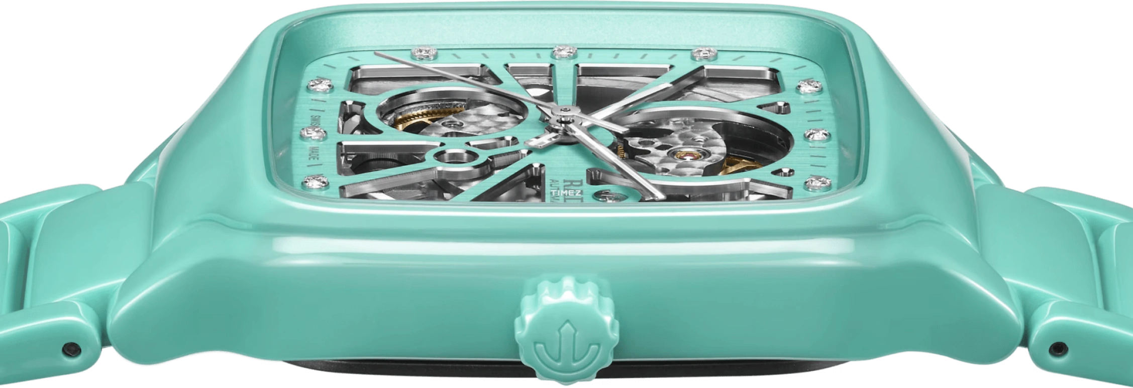 Rado,True Square 38mm,38mm,Ceramic,Green,Silver,Automatic,In-house Caliber,Sapphire,Crystal Glass,R27176712