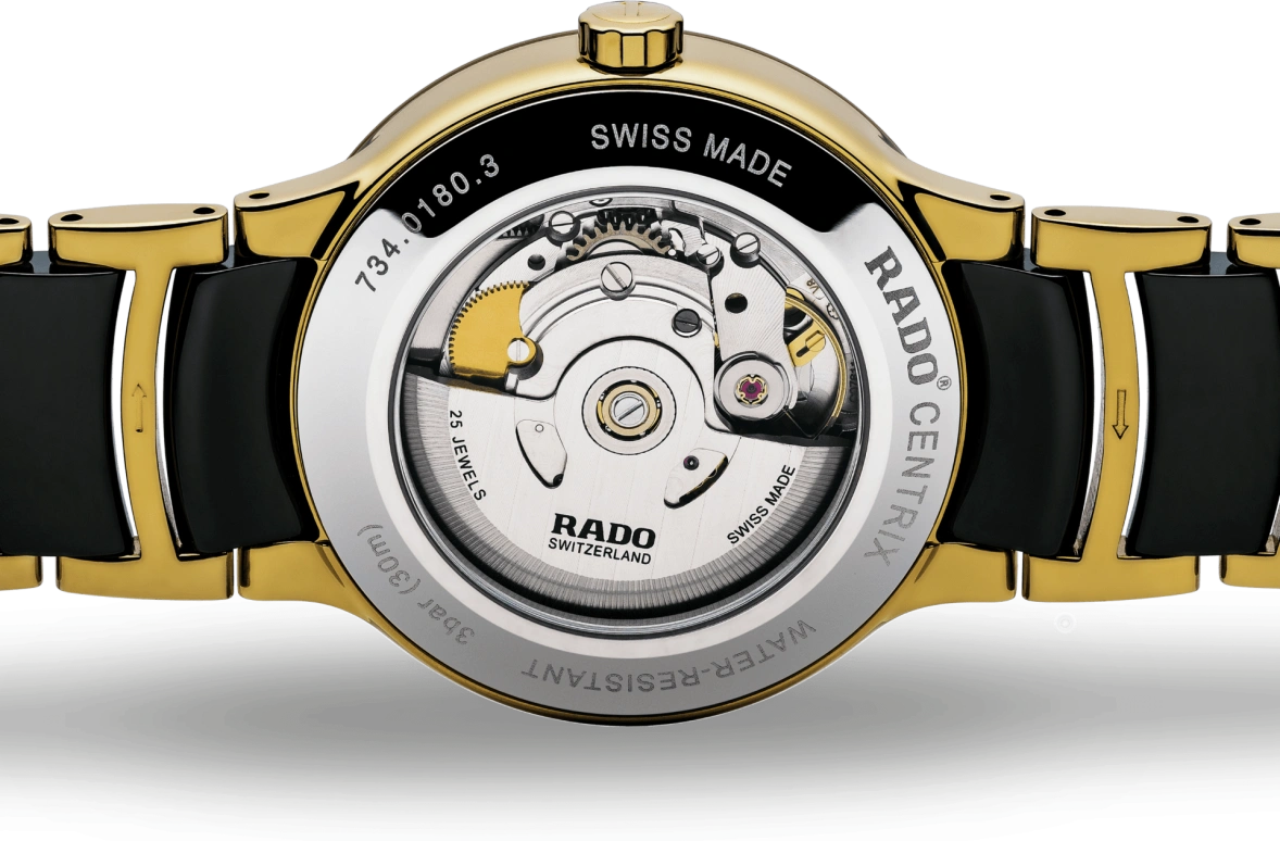 Rado,Centrix 38mm,38mm,Stainless Steel,Ceramic,Black,Automatic,Day,In-house Caliber,R30079762