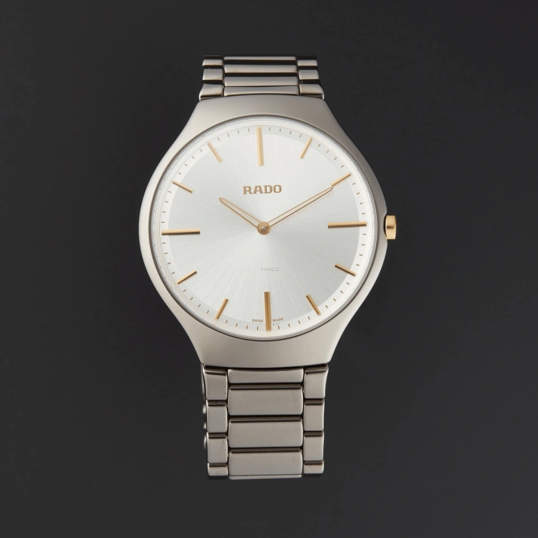 Rado,True Thinline 39mm,39mm,Ceramic,Silver,Gold,Quartz,Round,Silver,R27955112