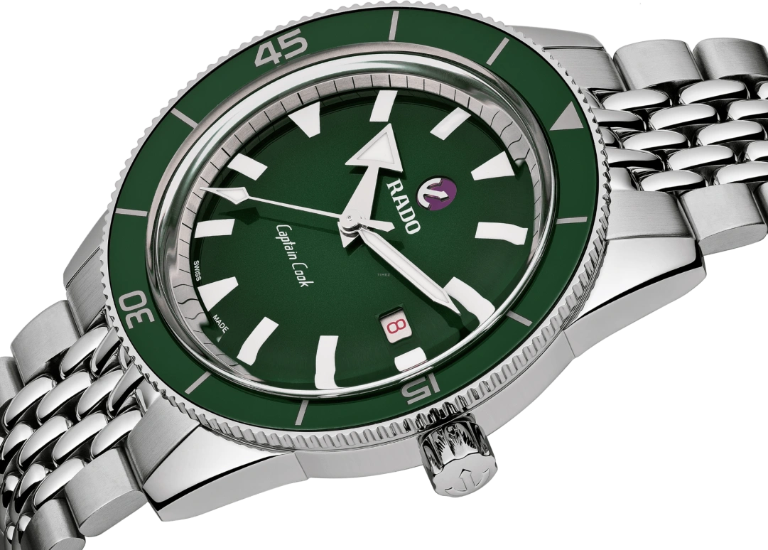 Rado,Captain Cook 42mm,42mm,Ceramic,Stainless Steel,Green,Automatic,Date,Anti-magnetic,R32505313