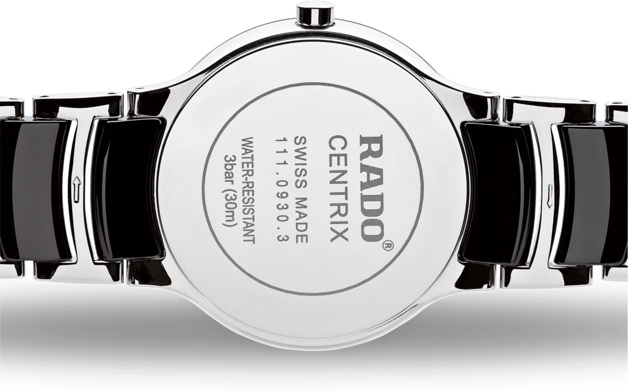 Rado,Centrix 28mm,28mm,Stainless Steel,Ceramic,Black,Quartz,Day,In-house Caliber,R30935752