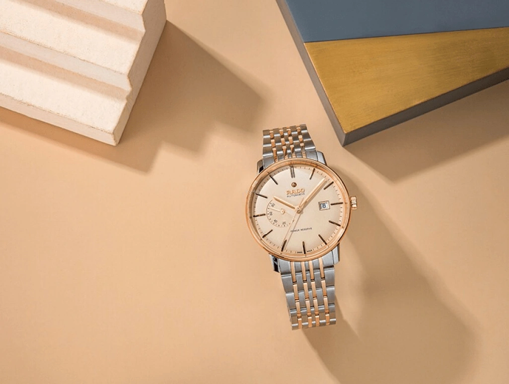 Rado,Coupole 41mm,41mm,Stainless Steel,Gold,Automatic,Day,Power Reserve Indicator,R22878313