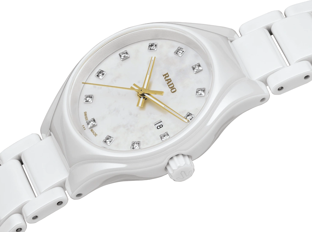 Rado,True Round 30mm,30mm,Ceramic,White,Quartz,Day,In-house Caliber,R27061902