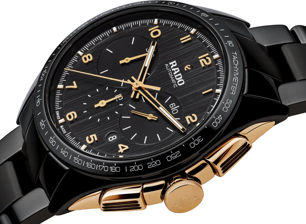 Rado,HyperChrome 45mm,45mm,Stainless Steel,Ceramic,Black,Automatic,Chronograph,Day,R32111162