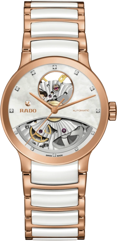 Rado,Centrix 33mm,33mm,Stainless Steel,White,Automatic,80hours,Sapphire,Crystal Glass,R30248902
