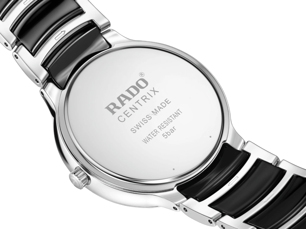 Rado,Centrix 39.50mm,39.50mm,Stainless Steel,Black,Quartz,Day,Sapphire,Crystal Glass,R30021712