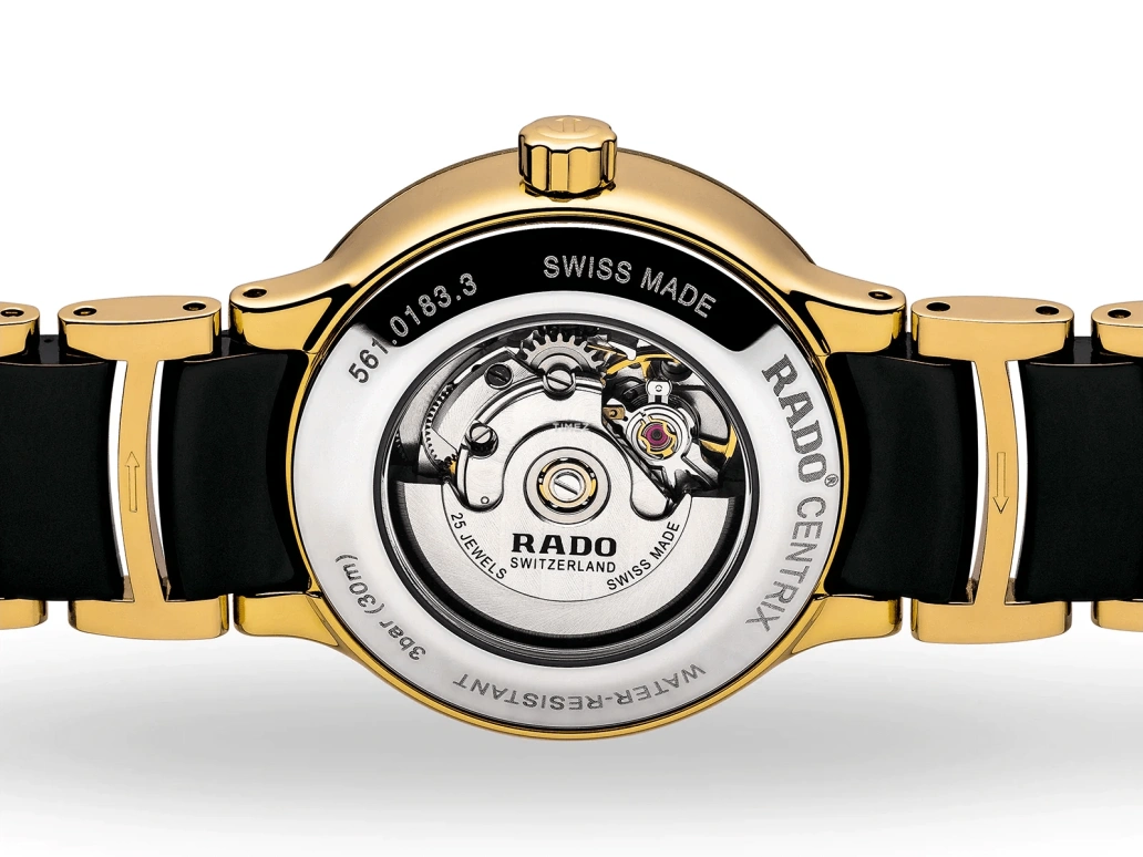 Rado,Centrix 28mm,28mm,Stainless Steel,Ceramic,Black,Automatic,38hours,Sapphire,Crystal Glass,R30034712