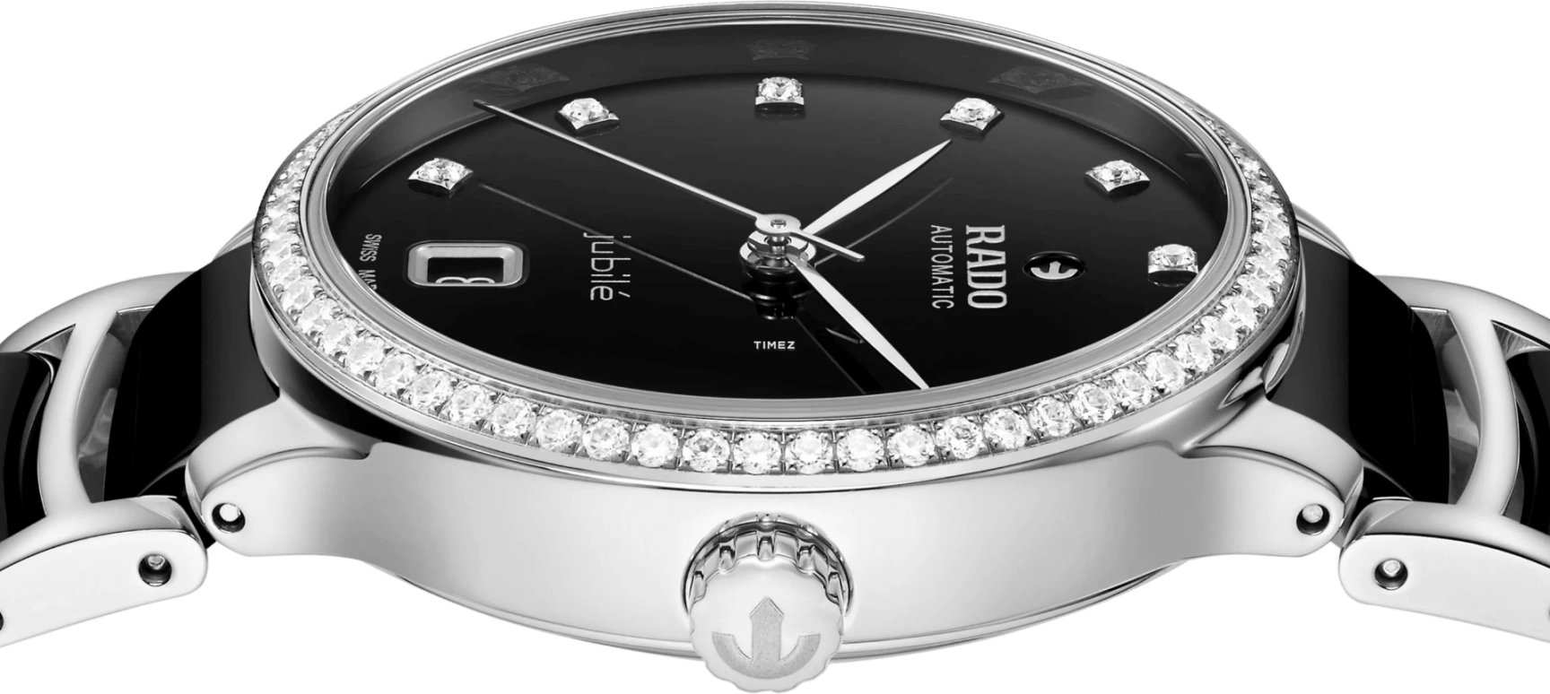 Rado,Centrix 35mm,35mm,Stainless Steel,Black,Automatic,Day,80hours,R30231712