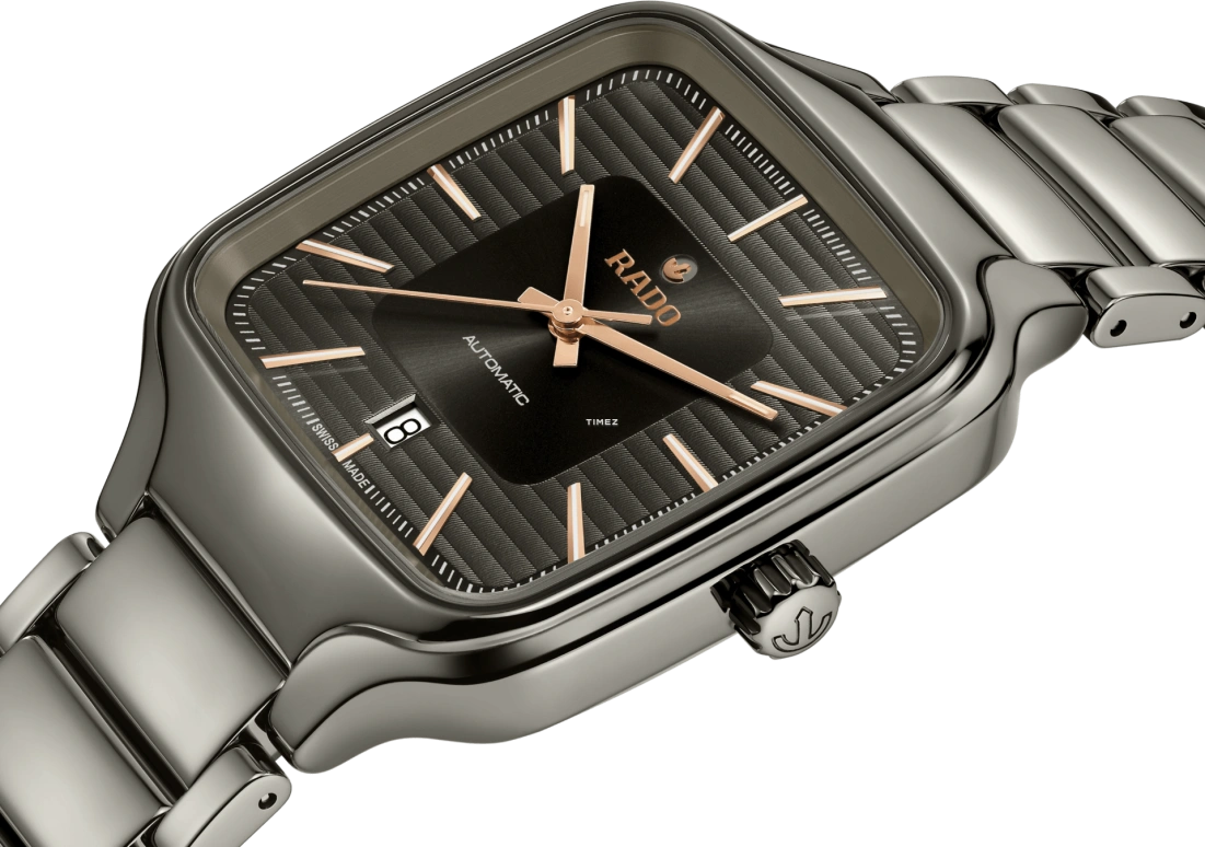 Rado,True Square 38mm,38mm,Cermet,Titanium Gold,Grey,Automatic,Day,Square,R27077102