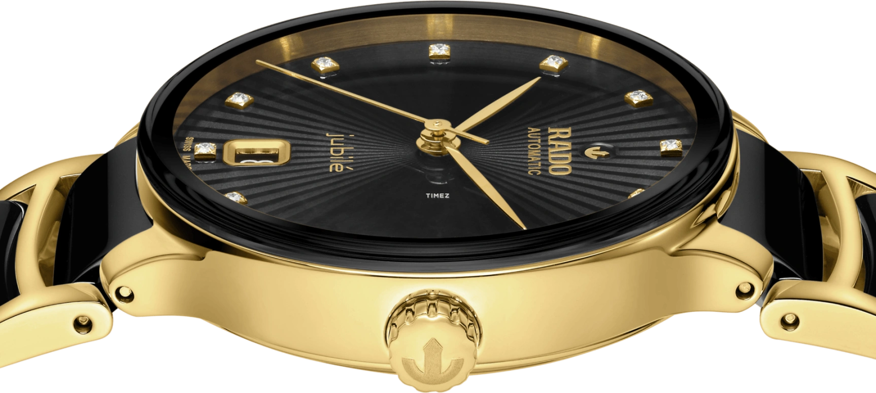 Rado,Centrix 35mm,35mm,Stainless Steel,Black,Automatic,Day,Anti-magnetic,R30032742