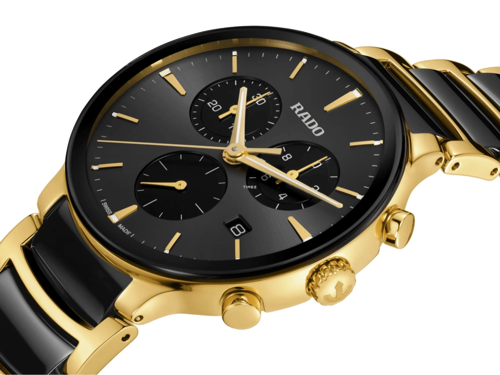 Rado,Centrix 41mm,41mm,Stainless Steel,Ceramic,Black,Quartz,Chronograph,Day,Anti-magnetic,R30211152