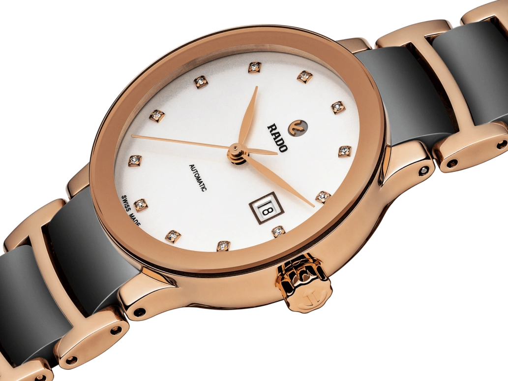 Rado,Centrix 28mm,28mm,Stainless Steel,Ceramic,Silver White,Automatic,Day,38hours,R30183762