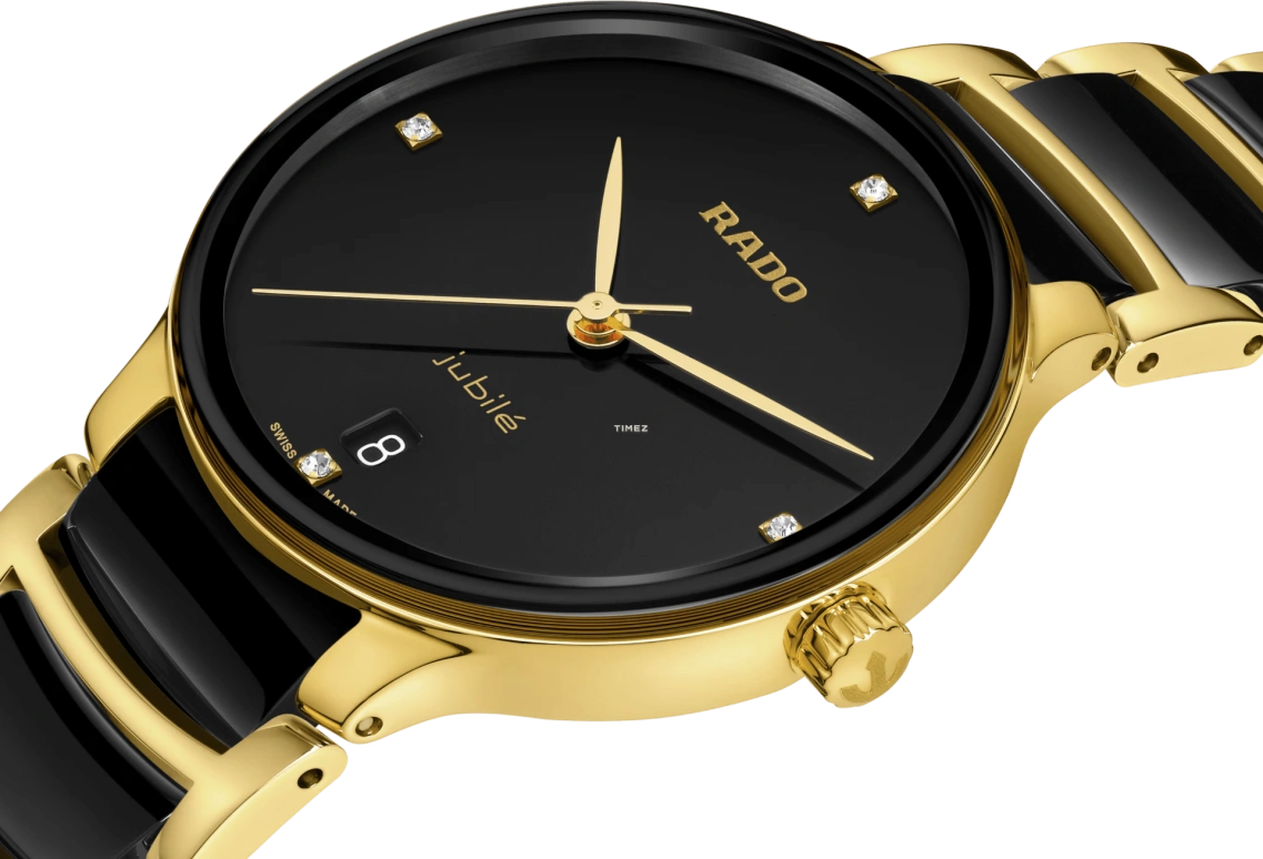 Rado,Centrix 34mm,34mm,Stainless Steel,Black,Quartz,Day,In-house Caliber,R30039712
