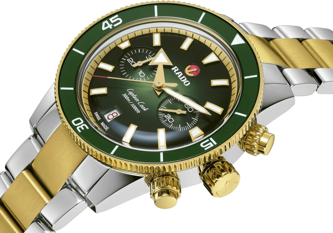Rado,Captain Cook 43mm,43mm,Stainless Steel,Green,Automatic,Chronograph,Day,R32151318