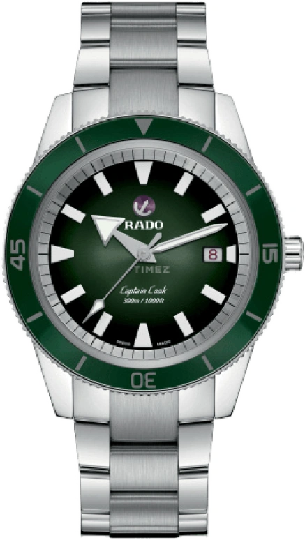 Rado,Captain Cook 42mm,42mm,Ceramic,Stainless Steel,Green,Automatic,Date,Anti-magnetic,R32105313