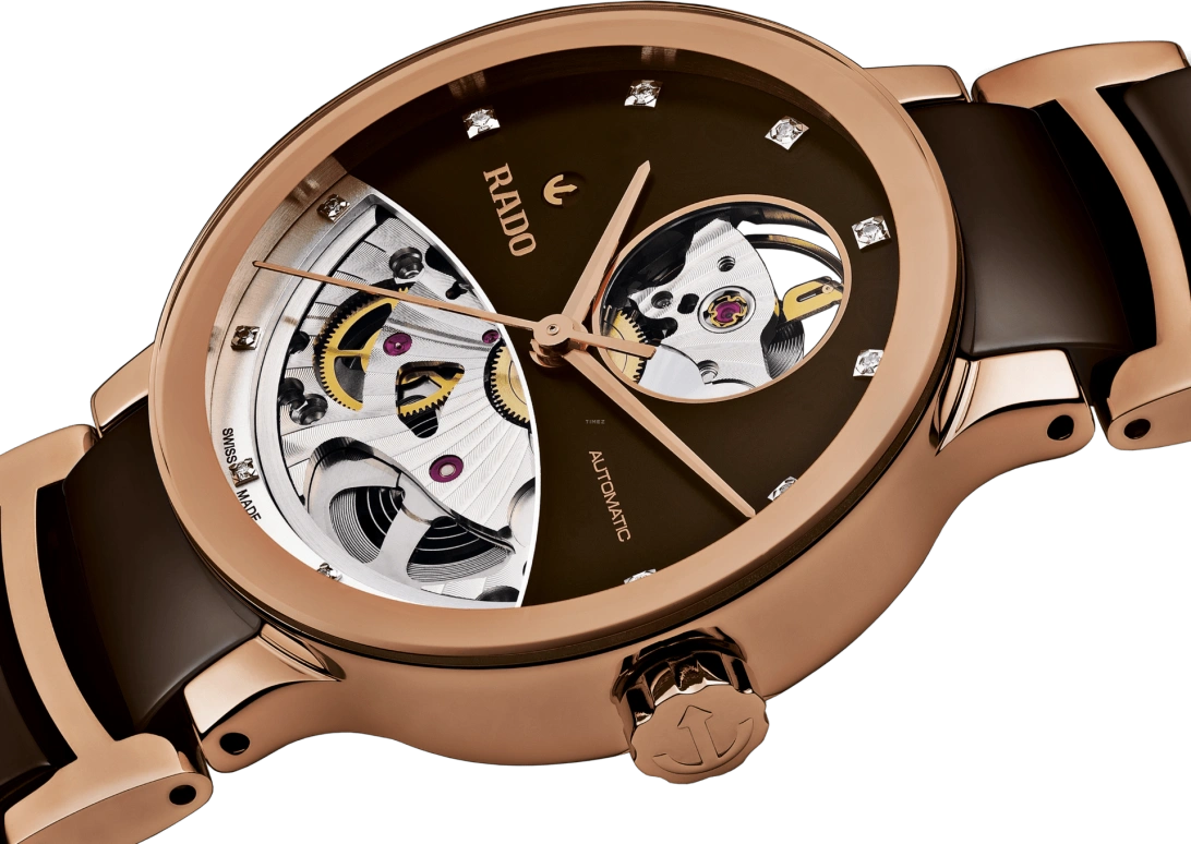 Rado,Centrix 33mm,33mm,Stainless Steel,Coffee,Brown,Automatic,80hours,Sapphire,Crystal Glass,R30248712