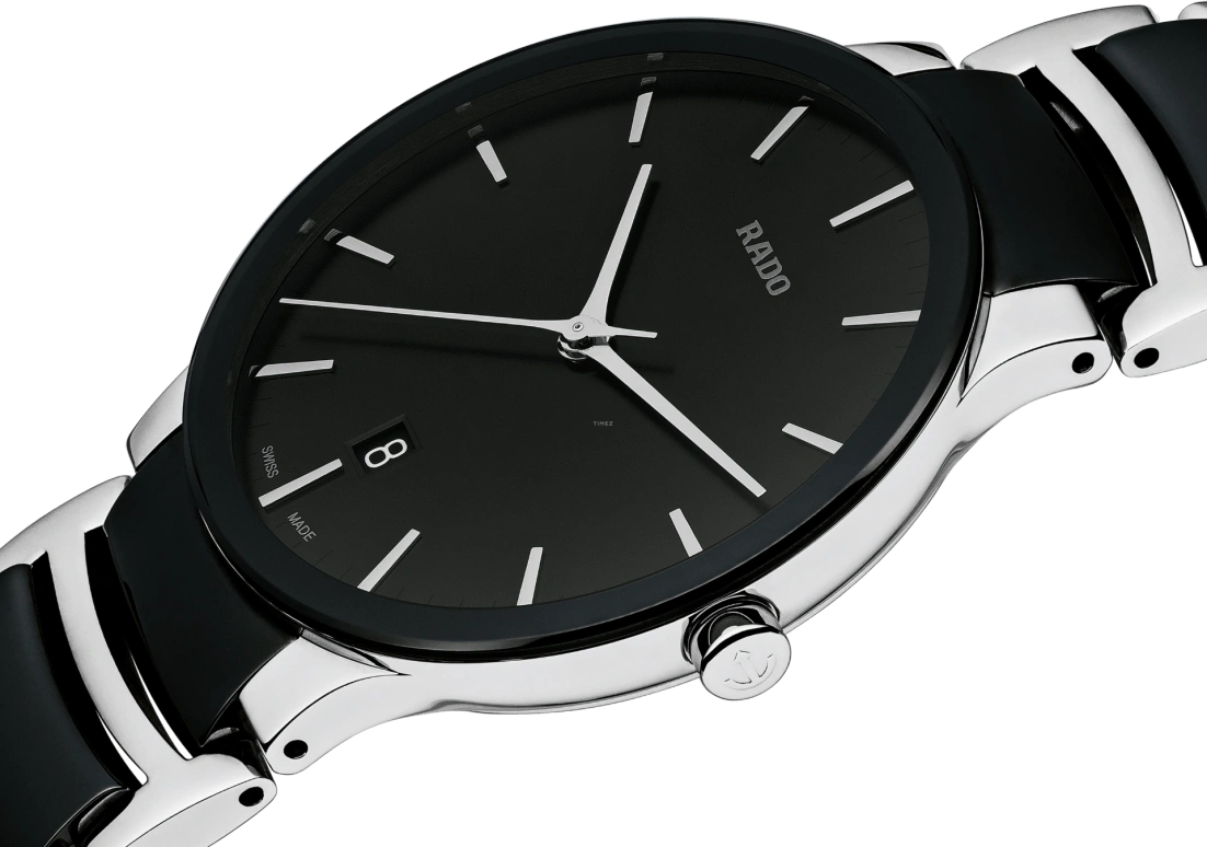 Rado,Centrix 38mm,38mm,Stainless Steel,Black,Quartz,Sapphire,Crystal Glass,Round,R30934172
