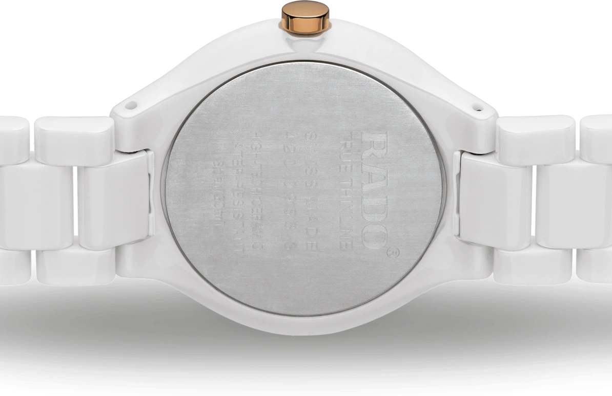 Rado,True Thinline 30mm,30mm,Ceramic,White,Quartz,In-house Caliber,Sapphire,Crystal Glass,R27958722