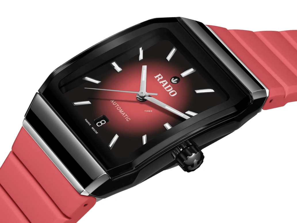 Rado,Anatom 32.50mm,32.50mm,Stainless Steel,Ceramic,Dual,Black,Red,Automatic,Day,72hours,R10201409
