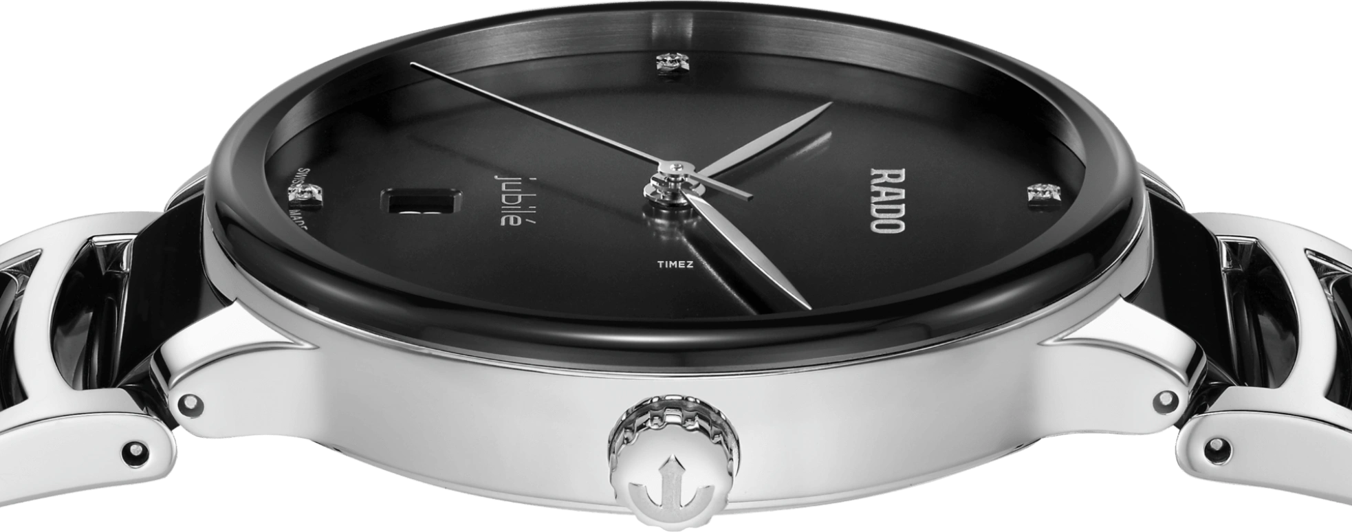 Rado,Centrix 39.50mm,39.50mm,Stainless Steel,Black,Quartz,Day,Sapphire,Crystal Glass,R30021712