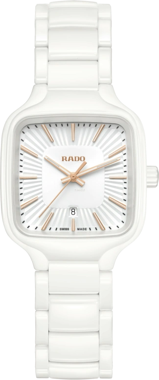 Rado,True Square 29.20mm,29.20mm,Ceramic,Titanium,White,Quartz,Day,In-house Caliber,R27072012